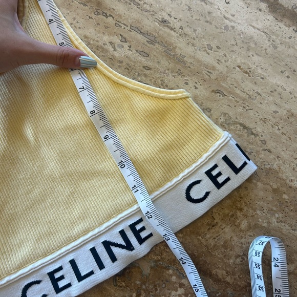 Celine Authentic 2021 athletic yellow crop top racer back tank | Size S - Picture 11 of 16